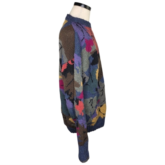 Vintage Boston Traders Wool Cozy Cabincore Sweater XL Leaf Print Coogi Style - Picture 2 of 8